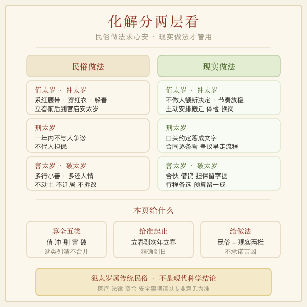 犯太岁化解的两层：民俗做法与现实做法