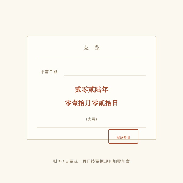 支票财务日期大写写法