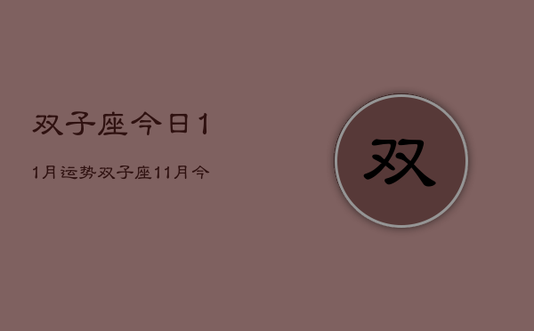双子座今日11月运势，双子座11月今日运势详解  第1张