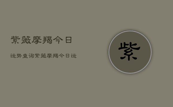 紫薇摩羯今日运势查询，紫薇摩羯今日运程查询  第1张