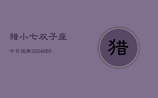 猎小七双子座今日运势(20240610)  第1张