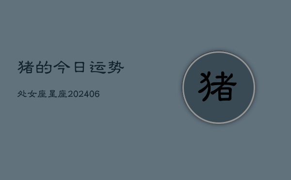 猪的今日运势处女座星座(6月15日)  第1张