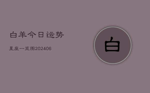 白羊今日运势星座一览图(6月15日)