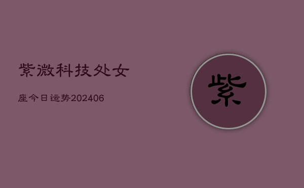 紫微科技处女座今日运势(7月20日)  第1张